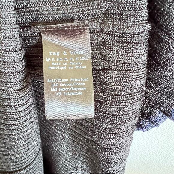 Rag & Bone Yasmine Ribbed Pleated V-Neck Tank Dress w/Blue Trim - Picture 9 of 14